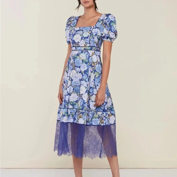 zimmermann lace trim midi dress Zimmermann White Round Neck Tiered Midi Dress with Pleated Lace Trim S –  Sellier